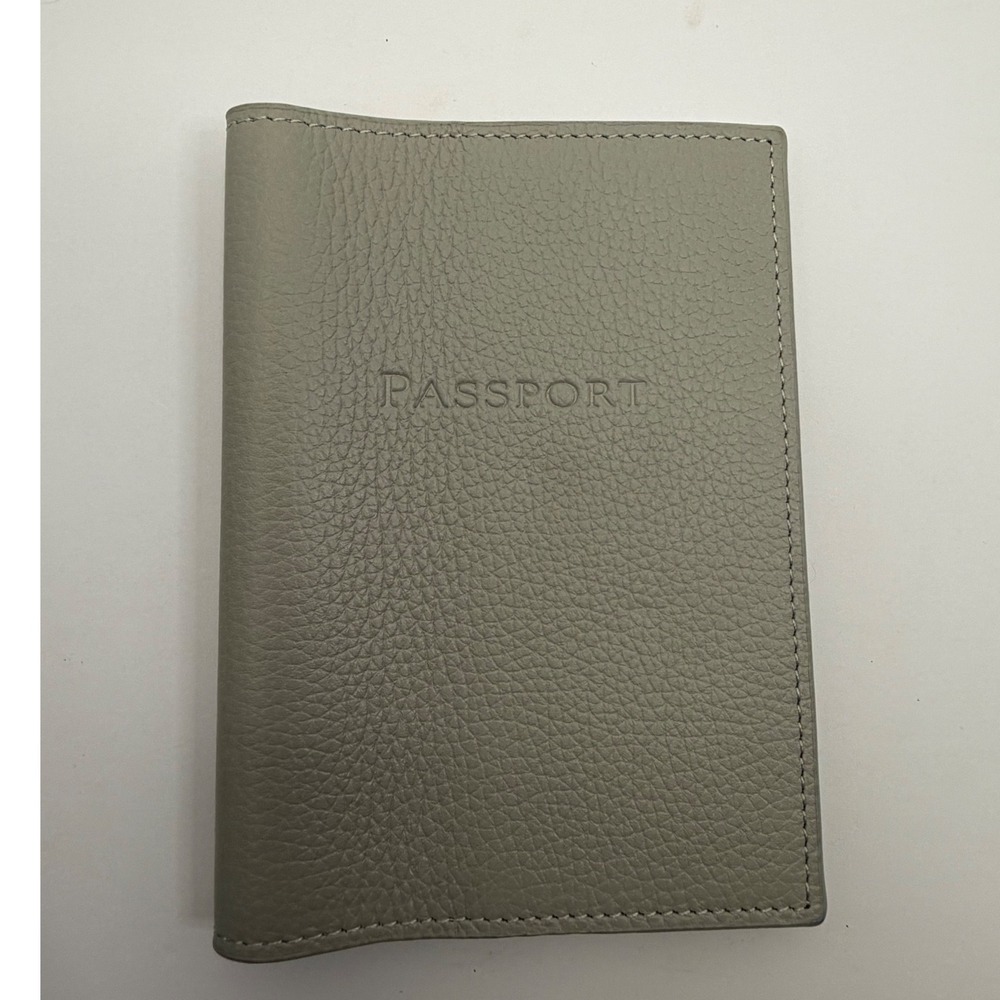 Light Grey Pebbled Leather‎ Passport Cover Minimalist Travel Holder Accessory